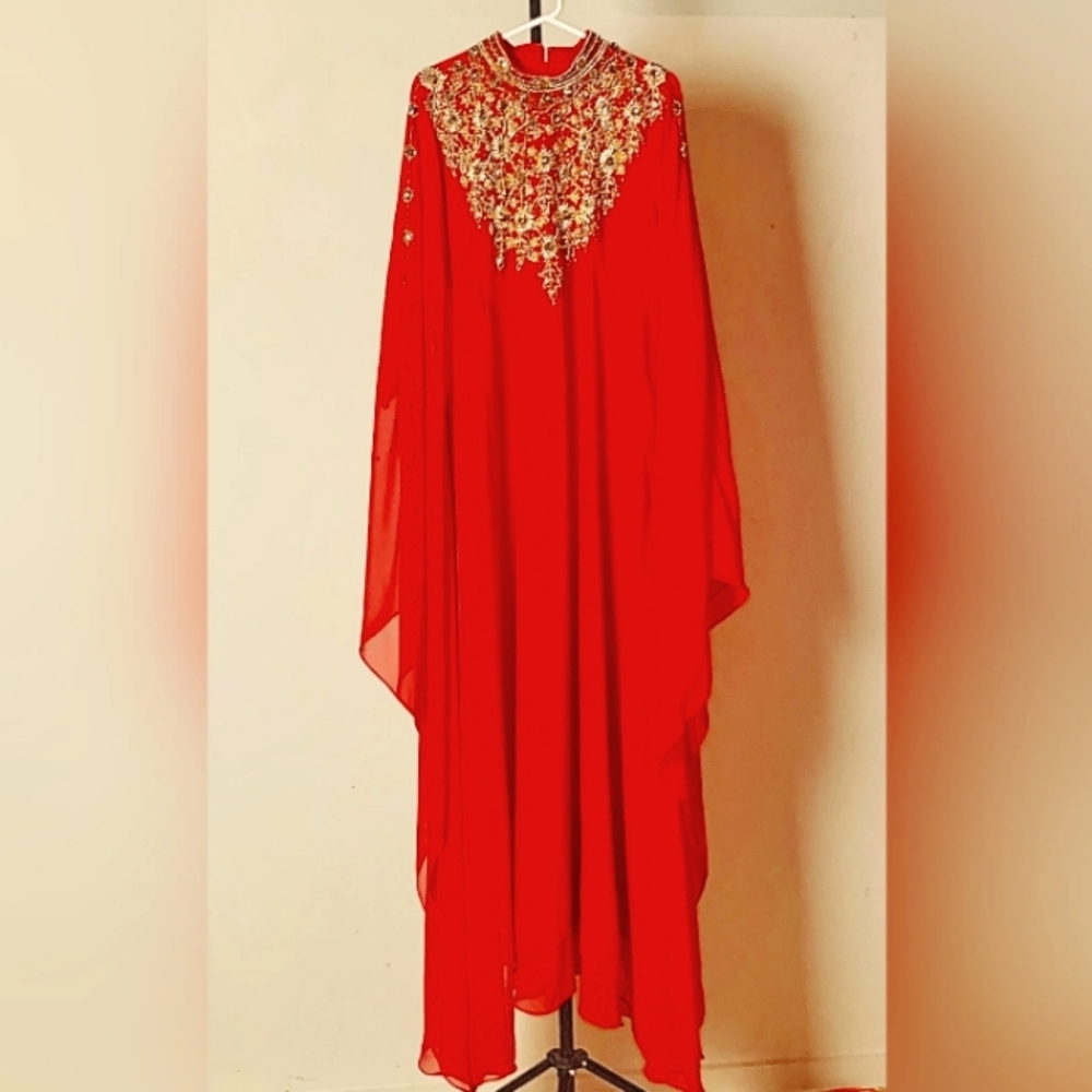 OS Women's Red and Gold Kaftan